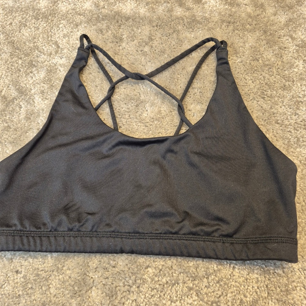 Hollister Gilly‎ Hicks Black Strappy Back Sports Bra Women Large L Activewear